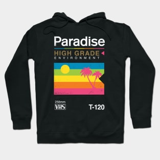 Retro VHS Paradise Pun Tropical Sunset Hoodie